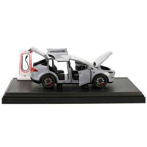 1:24 Şarj İstasyonlu Sesli Işıklı Kapıları Açılır  Metal Tesla Model X Araba 18 Cm Nardo Gri