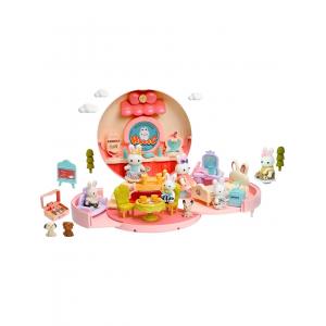 Donut Şeklinde  Mini Tavşan Ailesi Evi Sırt Çantalı