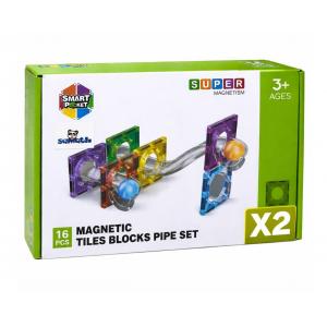 32 Parça Magnetic Tiles  Manyetik Yapı Blokları Boru Seti 16 parçalık 2 Set