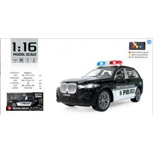 1:16 Ölçek 25 Cm Sesli Işıklı BMW Jeep Jip Sürtmeli Polis Arabası 