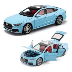 1:24 Sesli Işıklı Çek Bırak Audi A7 Metal Model Diecast Araba Mavi Renk