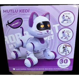 30 Fonksiyonlu Programlanabilen Uzaktan Kumandalı İnteraktif Mutlu Kedi Meow Mor Renk