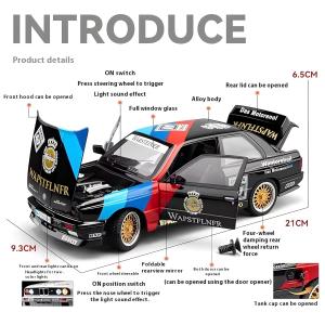1:24  BMW M3 1988 E30 DTM Warsteiner  Sesli Işıklı Çekbırak Metal Model Araba Siyah Renk
