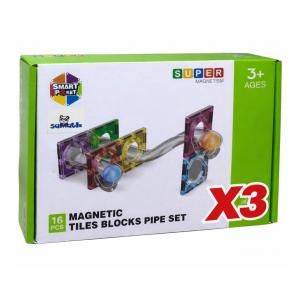 48 Parça Manyetik Yapı Blokları Boru Seti Magnetic Tiles 16 parçalık 3 Set