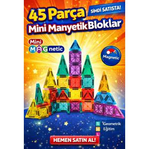 45 Parça Mini Boy Manyetik Bloklar 45 Parça Seyahat Boy Mini Magnetic Set