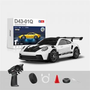 1:43 Kumandalı Mini Metal Şarjlı Porsche 911 Gt3 Rs 15 KM HIZ 4 Çeker Beyaz Renk