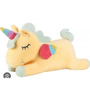 İthal Kumaş Sevimli Uyku Arkadaşı Uyuyan At Unicorn Pony Peluş 45 Cm Sarı Renk