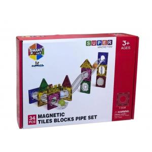 34 Parça Manyetik Yapı Blokları 34  Parça Magnetic Tiles Boru Seti