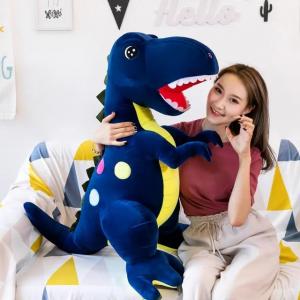 Dev Boy 100 Cm Dinozor Peluş Oyuncak Yumuşak Dokulu Mavi Renk Dinazor Peluş Oyuncak