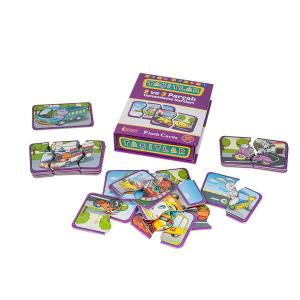 Flash Cards Taşıtlar 2 ve 3 Parçalı Tamamlama Kartları 18+