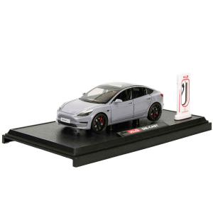 1:24 Şarj İstasyonlu Sesli Işıklı Kapıları Açılır  Metal Tesla Model Y Araba 18 Cm Nardo Gri