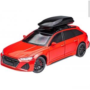 1:24 Audi Rs6 Işıklı Sesli Kapıları Kaputu Bagajı Açılabilen 20 Cm Model Metal Araba Kırmızı Renk