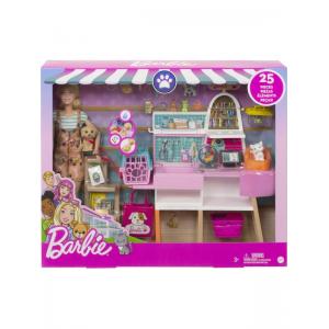 Barbie Bebek ve Evcil Hayvan Dükkanı Oyun Seti, 4 Hayvan Arkadaş ve Aksesuarlar Dahil GRG90