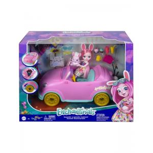 Enchantimals Tavşancık Araba (26 cm), bebek, tavşan figürü ve aksesuarlar dahil HCF85