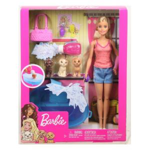 Barbie  3 Yavru Köpekli Oyun Seti, Hayvancıklar İçin Küvet ve Aksesuarlar GDJ37