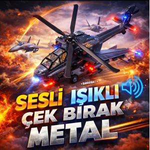 1:72 Ölçek Sesli Işıklı Metal Çek Bırak Savaş Helikopteri Model Oyuncak 25 Cm