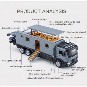 1:24 Ölçek Nomadısn Karavan Işıklı Sesli Metal Karavan Kamyon 20 Cm Gri Renk