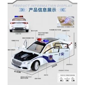 1:24 Ölçek Tüm Kapıları Açılabilen Işıklı Sesli Metal Polis Arabası 20 Cm Beyaz Renk