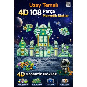 108 Parça 4D Uzay Temalı Manyetik Bloklar
