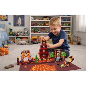 122 Parça Lav Temalı Manyetik Bloklar 122 Parça Magıc Magnetic Dıy Blocks Set