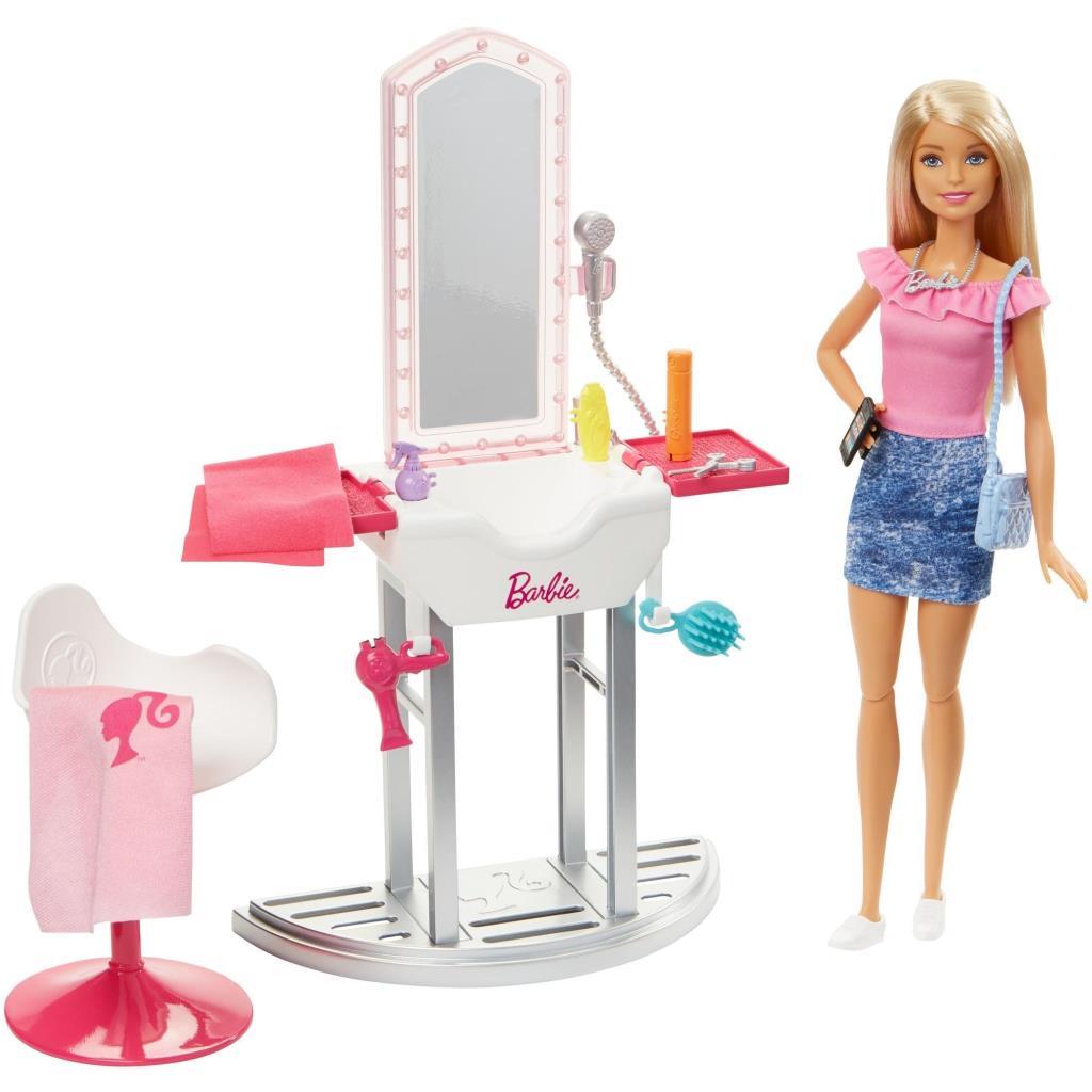 Barbie Bebek ve Oda Setleri Fjb36 Kuaför Kız Oyun